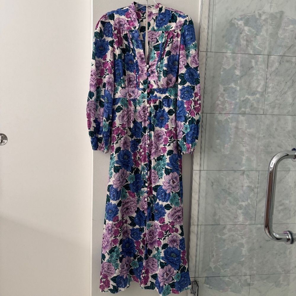 Zimmermann full length, long sleeve floral dress sz 2